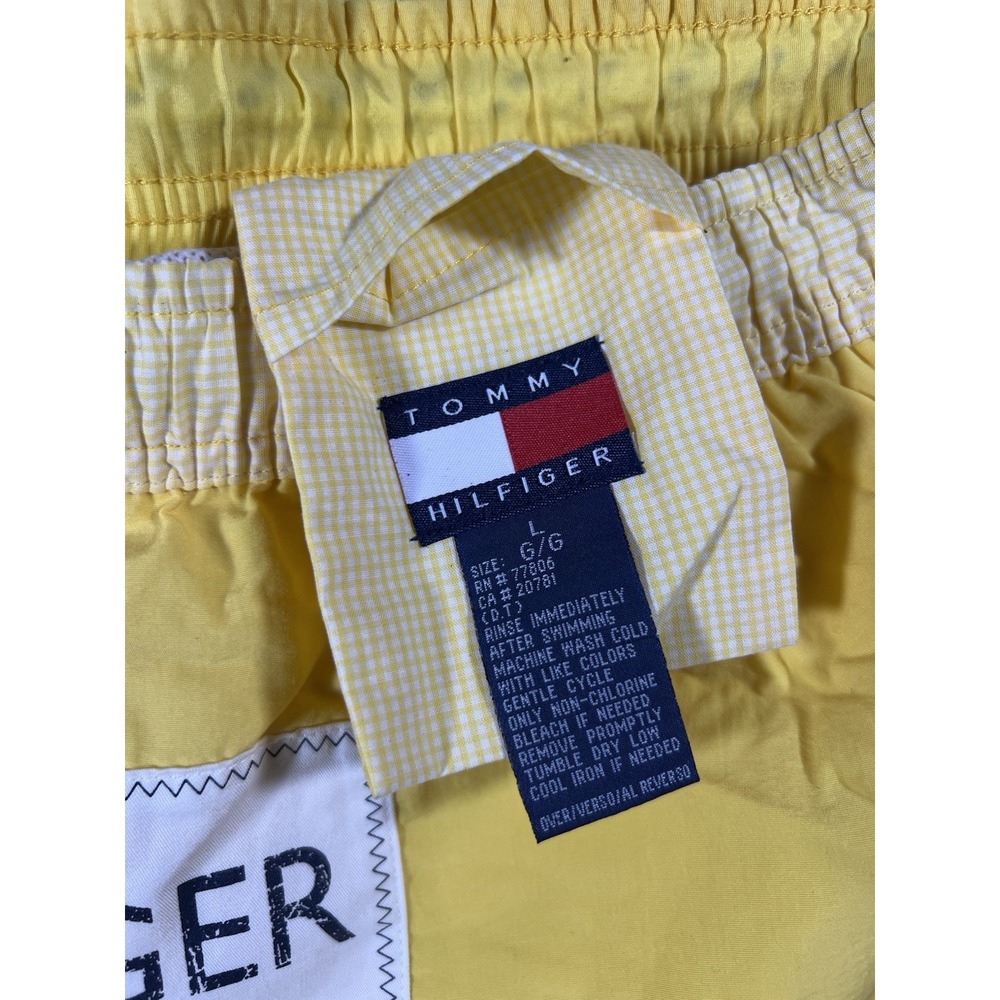 Vintage Y2K Tommy Hilfiger Athletica Mens Yellow Swim Trunks Shorts Size L‎ - Picture 4 of 4